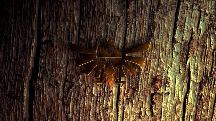 The Legend of Zelda Triforce on Wood Texture