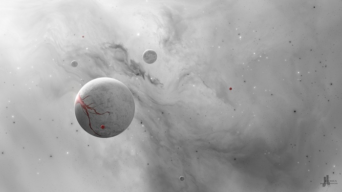 Joey Jazz planet in a nebula with stars