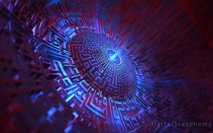 Digital Blasphemy Abstract Maze with Blue Light