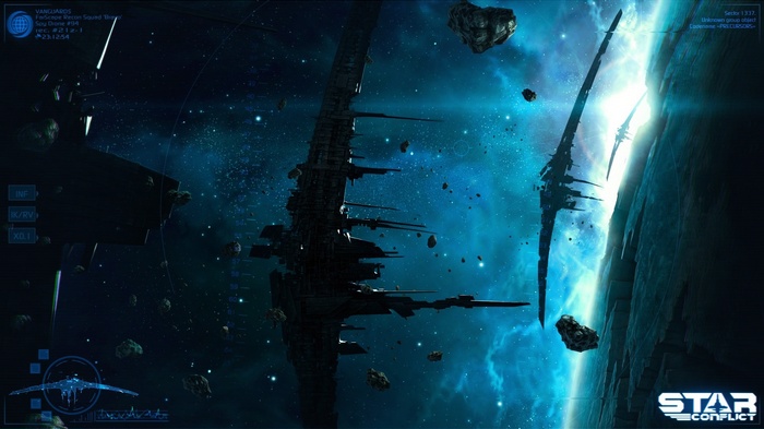 Star Conflict space battle with large structures