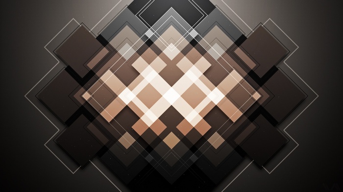 Abstract geometric pattern with brown and white squares