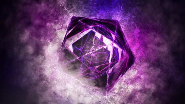 Abstract purple geometric shape with lightning