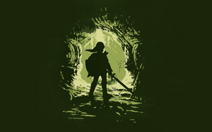 Link in a cave from The Legend of Zelda