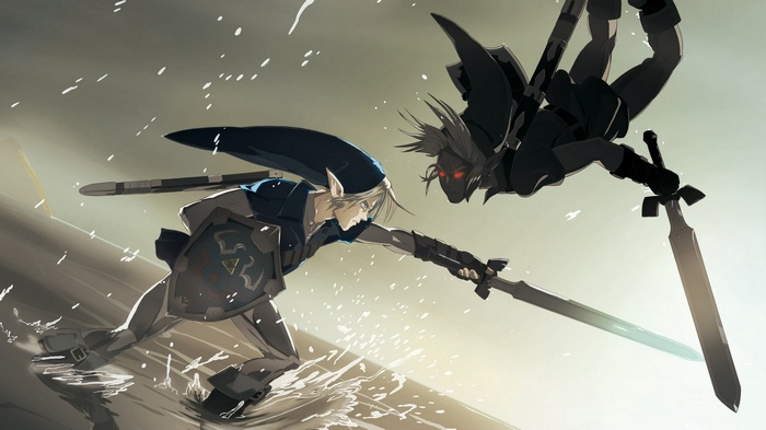 Master Sword, Hylian Shield, Link, Dark Link, The Legend of Zelda