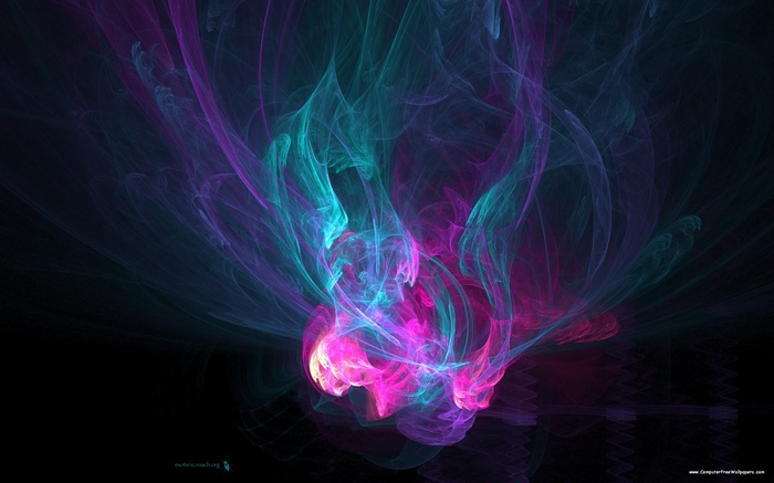 Abstract digital art with purple and teal smoke