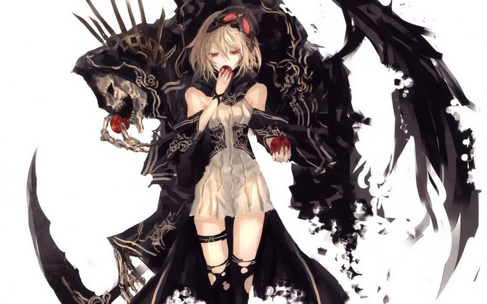 Death Lolita fashion girl with apples