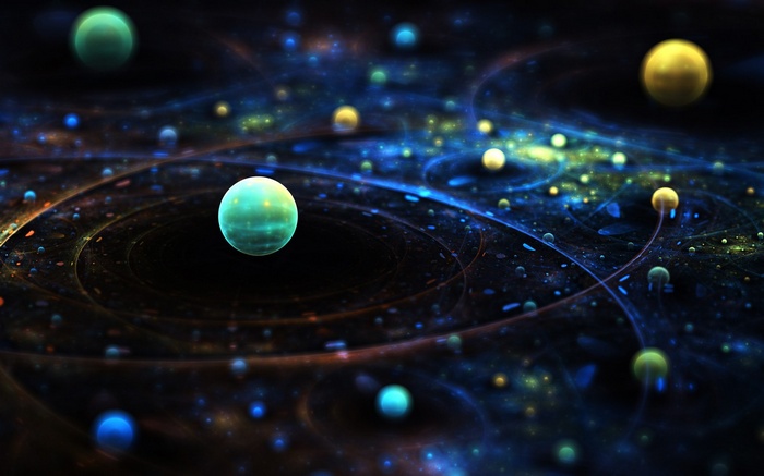Digital art of planets in space