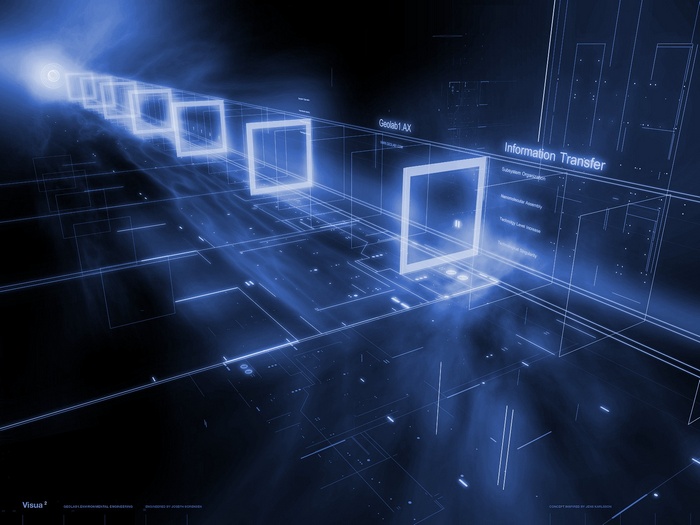 Abstract digital grid with information transfer
