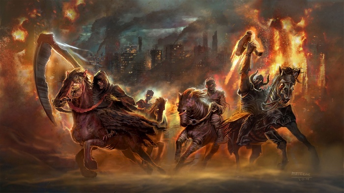 The Four Horsemen of the Apocalypse on horseback