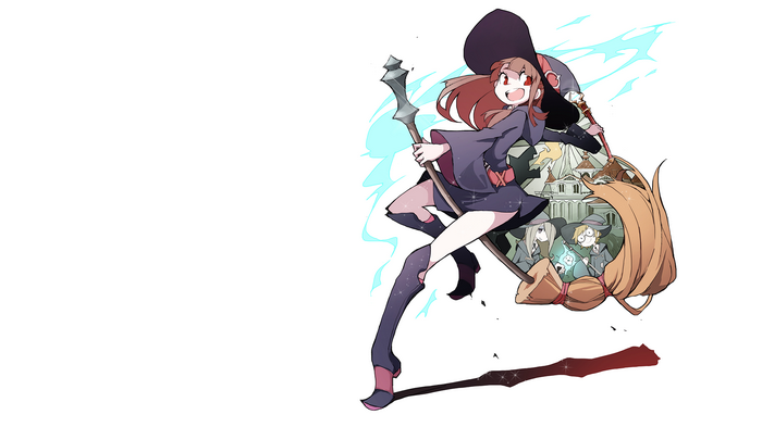 Little Witch Academia: Akko and friends on a broomstick