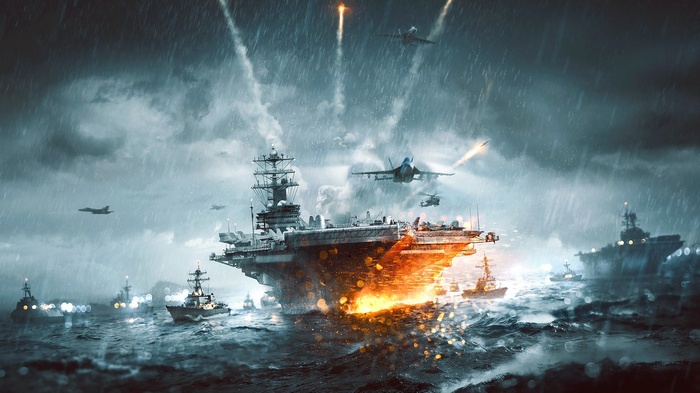 Battlefield 3 Aircraft Carrier Under Attack in Rain