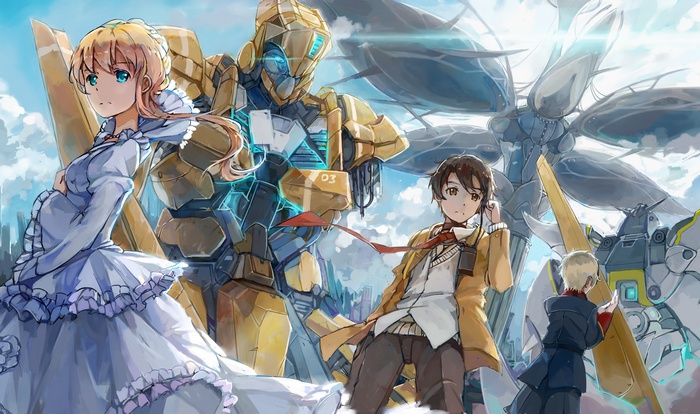 Aldnoah.Zero: Inaho, Asseylum, and Slaine with Mechs