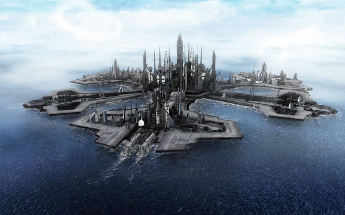 Stargate Atlantis city on the ocean