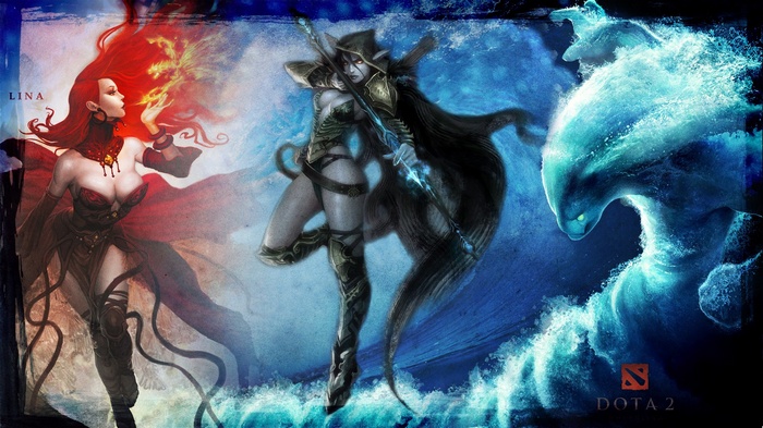 Dota 2: Lina, Drow Ranger, and Morphling