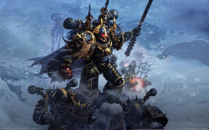 Warhammer 40,000 Chaos Space Marines in Snowy Landscape
