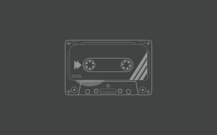 Minimalist line art of a cassette tape