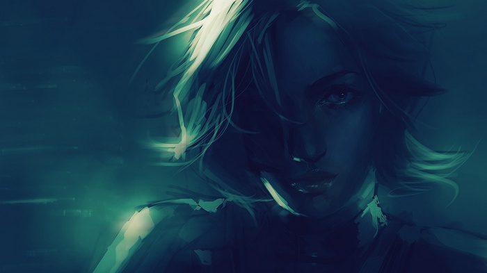 Artwork of a woman with glowing hair
