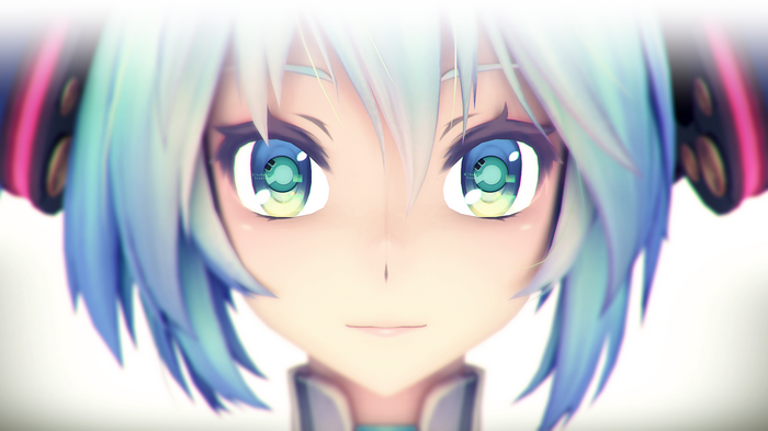 Hatsune Miku close-up with headphones
