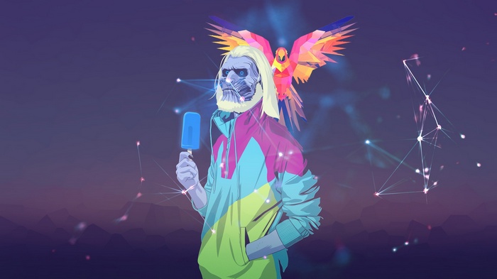 Game of Thrones White Walker with Colorful Parrot and Popsicle