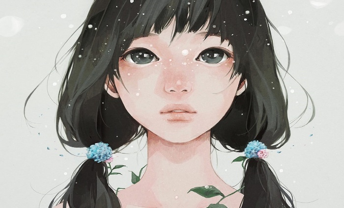 children, face, anime girls, drawing