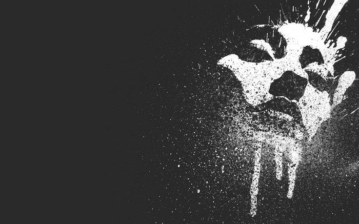 Monochrome face with paint splatter