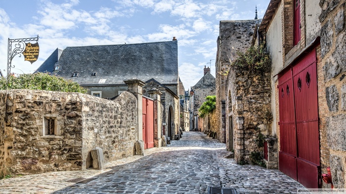 Cobblestone street in a historic European town