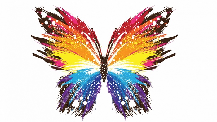 Colorful paint splatter butterfly artwork