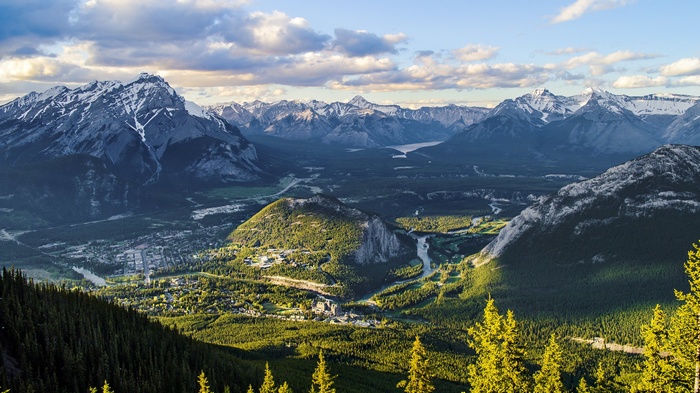 Banff National Park landscape with mountains and town