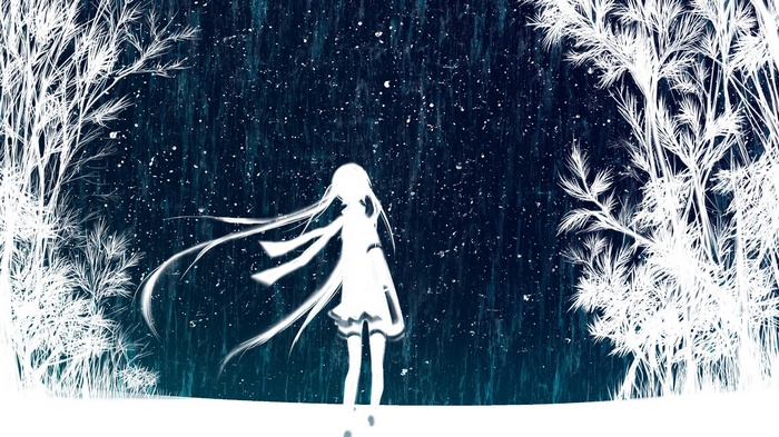 Hatsune Miku in a snowy forest