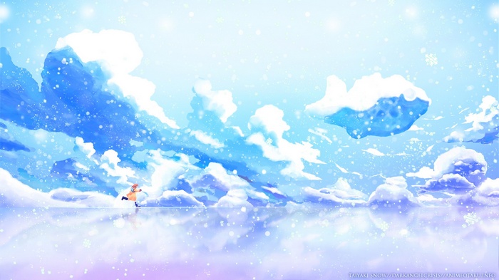 Kanon winter anime scene with a girl running