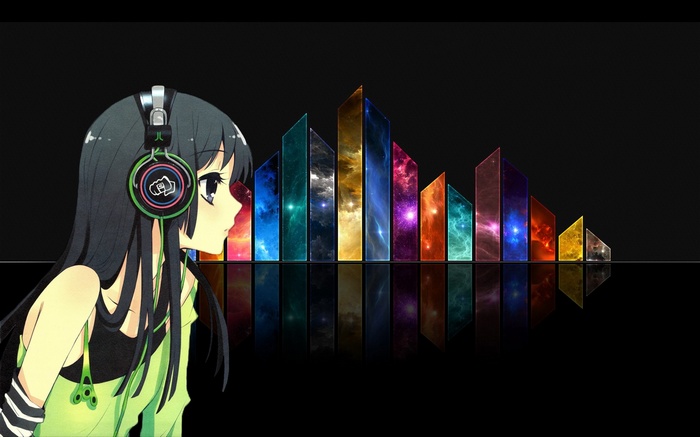 Akiyama Mio from K-ON! with headphones