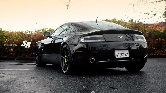 Black Aston Martin Vantage with California license plate