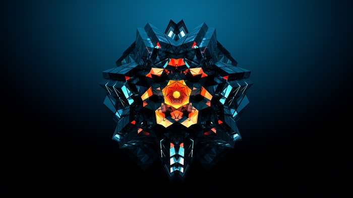 digital art, Facets, gradient, geometry, render, abstract, Justin Maller, simple background, Destiny (video game), ghost, CGI, minimalism, 3D, symmetry