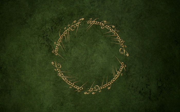 The Lord of the Rings inscription on a green background