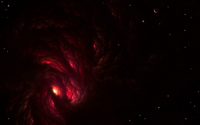 Abstract red nebula and stars in space