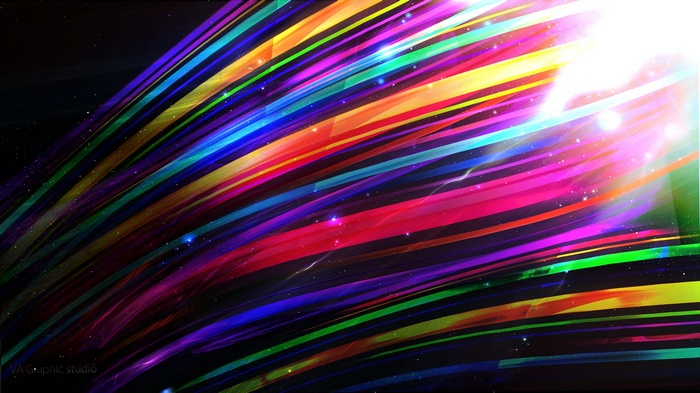 Abstract colorful light streaks in dark space