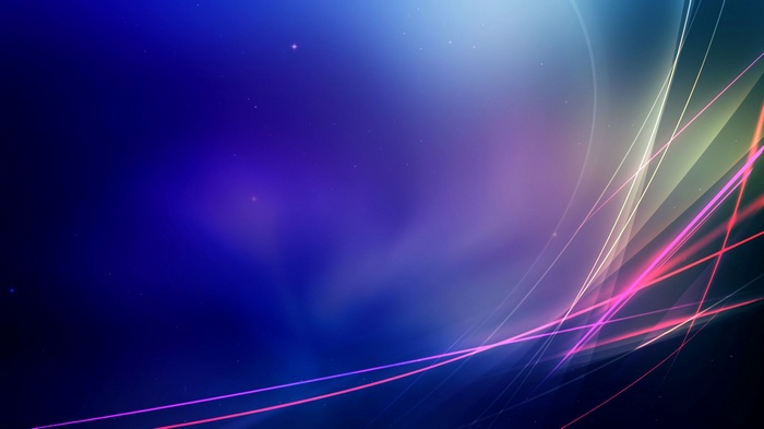Abstract colorful light streaks on a dark blue background