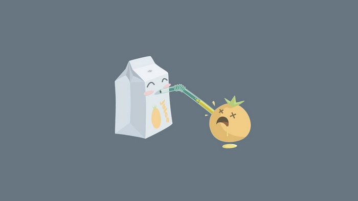 Juice box drinking juice from an orange