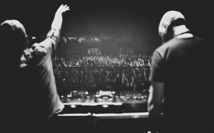 DJs performing for a crowd at a music festival