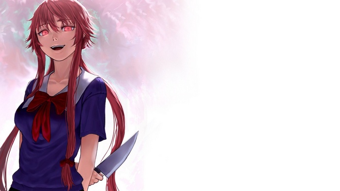 Gasai Yuno from Mirai Nikki holding a knife
