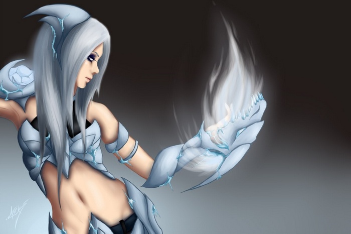 Anime girl with ice armor and fire magic