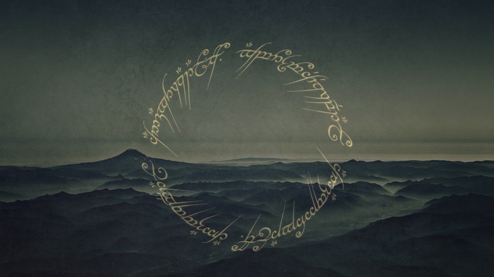 The Lord of the Rings inscription on mountains