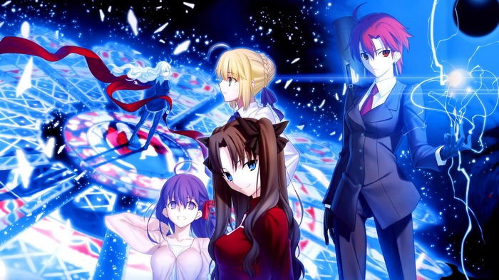 Fate Series Characters on a Blue Magical Background