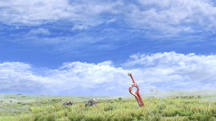 Xenoblade Chronicles: Red Sword in a Grassy Field