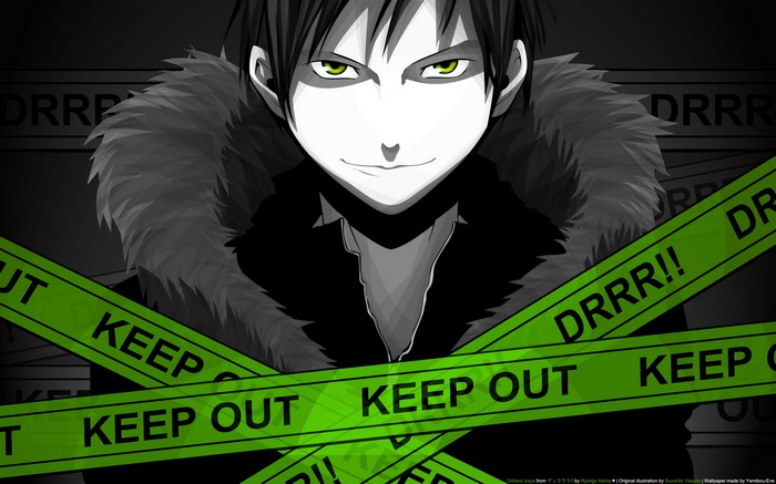 Orihara Izaya from Durarara!! with green eyes