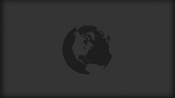 Minimalist globe showing North America on a dark background