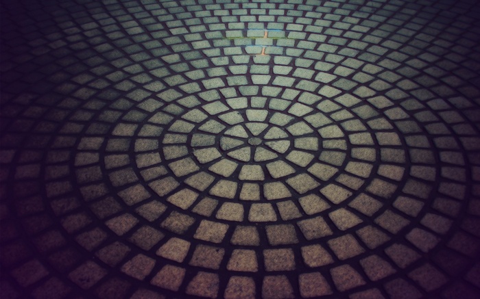 Circular paving stones on the ground