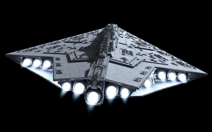 Star Destroyer spaceship with engines firing