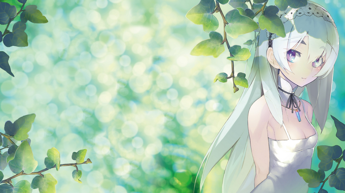 Chaika Trabant in a white dress with ivy