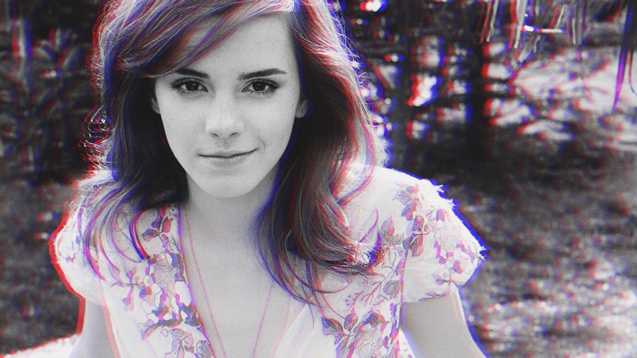 Emma Watson in anaglyph 3D